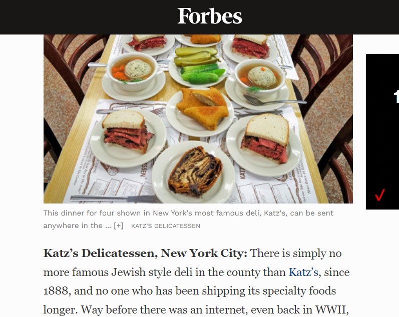 Forbes Holiday Food Gift Guide - Katz's Packages