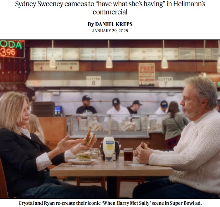See Billy Crystal and Meg Ryan Re-create Iconic ‘When Harry Met Sally’ Scene in Super Bowl Ad at Katz's Deli